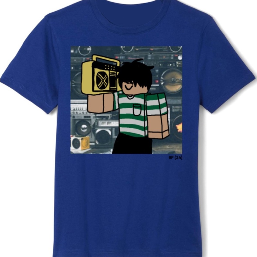Roblox Boombox Graphic Blue Kids Shirt